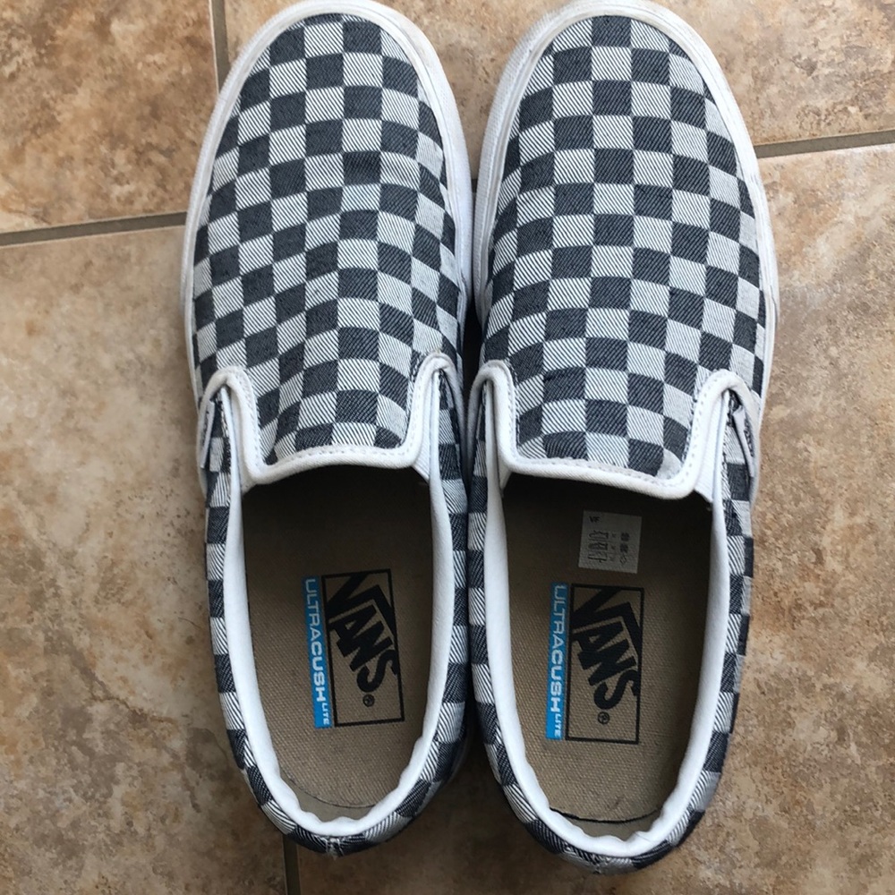 Vans platform slip on checkered shoes